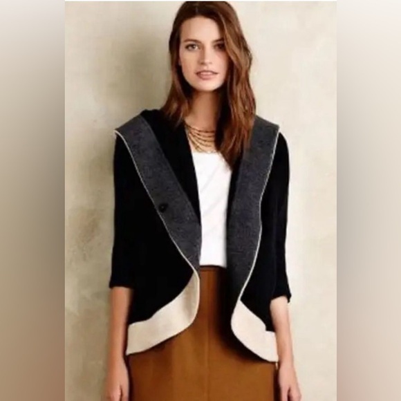 Anthropologie Sweaters - Anthropology Rosie Neira Neim Colorblock Wool Hoodie Jacket Size Small